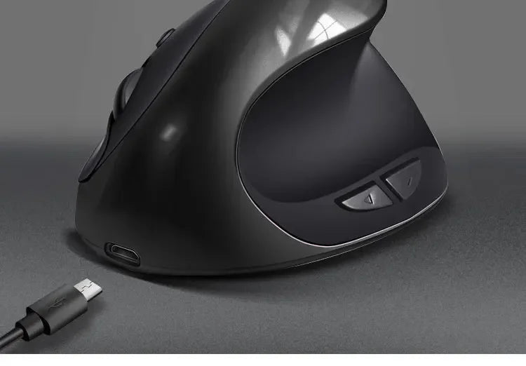BTS-908 Najbolje prodajana polnilna navpična ergonomska brezžična miška z 2.4G USB sprejemnikom, nastavljivo ločljivostjo 1600 DPI in 6 gumbi