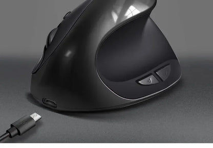 BTS-908 Najbolje prodajana polnilna navpična ergonomska brezžična miška z 2.4G USB sprejemnikom, nastavljivo ločljivostjo 1600 DPI in 6 gumbi