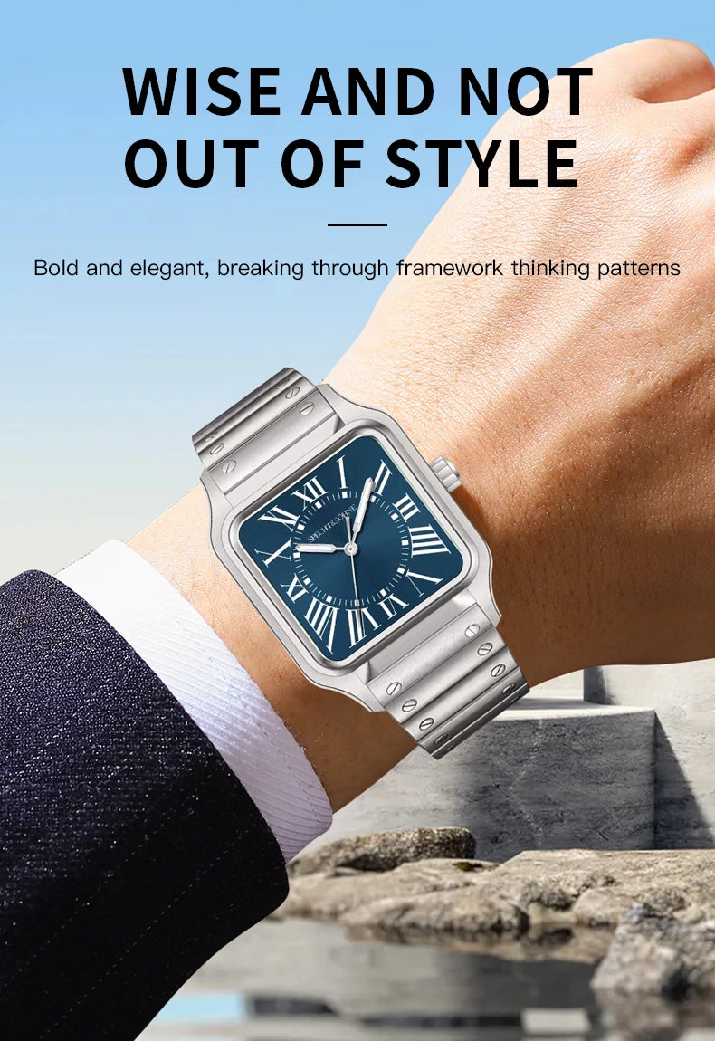 2025 New 34MM Specht & Söhne Quartz Watches Japan VH31 Movt Sapphire Blue Color Ultrathin Stainless Steel Relogio Masculino