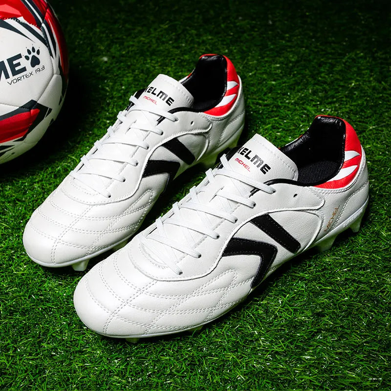 KELME FG Soccer Shoes Original Cow-Skin Sneakers Men Professional Grass Non-Slip Sports Training Football Boots ZX80011018