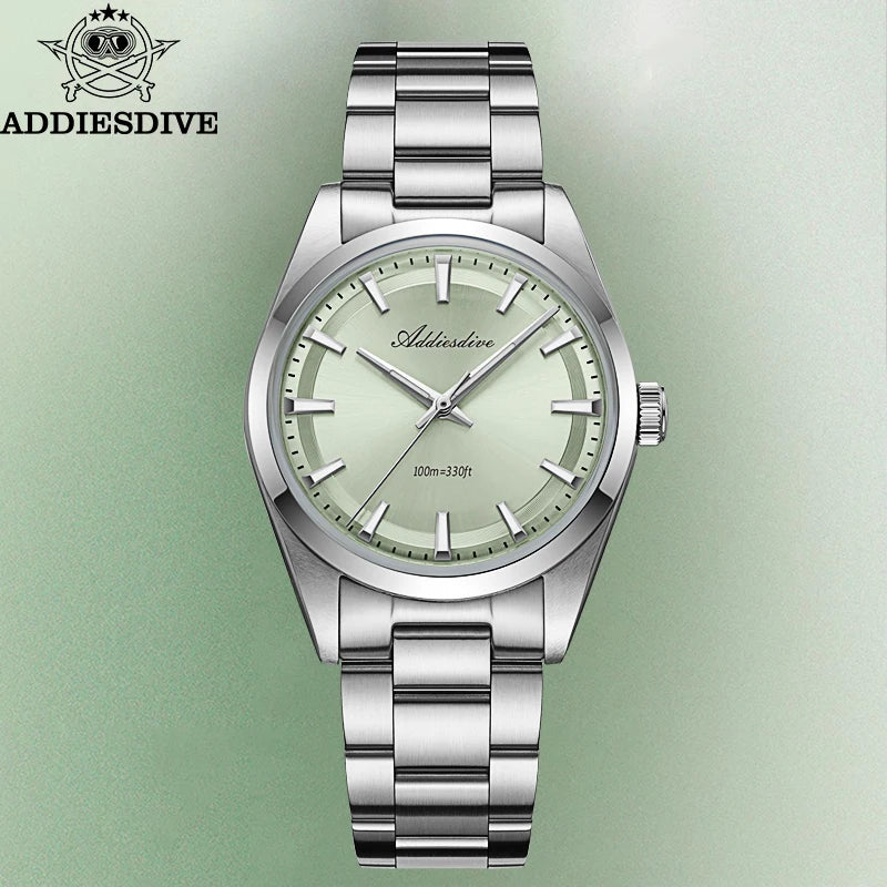 Orologio da uomo ADDIESDIVE in acciaio, stile di lusso, dotato di vetro bombato, movimento al quarzo e rivestimento luminescente blu BGW9; impermeabile fino a 100 ATM, display analogico – Modello AD2066