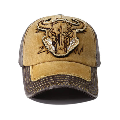 Hip Hop Vintage vypraná džínsová bejzbalová čiapka Casquette Homme s výšivkou býčej hlavy Y2k Snapback Dad Hats pre ženy a mužov