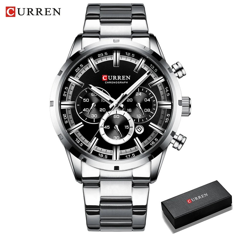 CURREN Top Brand Luxury Military Leather Wrist Watch Casual Sport Watches for Men Blue Man Clock Fashion Chronograph Wristwatch