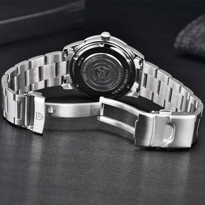 Pánské hodinky PAGANI DESIGN 40 mm, japonský quartzový strojek TMI VH31, luxusní/obchodní styl, safírové sklo, nerezová ocel 316L, vodotěsné do 100 m