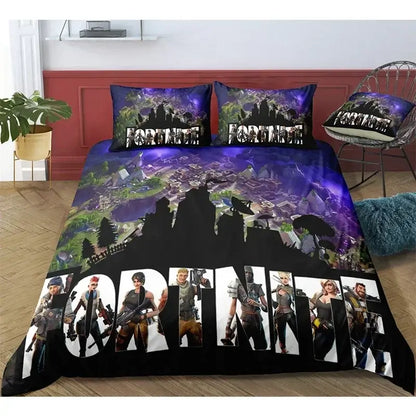 Fortnite Bedding Set Duvet Cover 3 Piece 3D Printed Bedroom Bedding Game Anime Cartoon Pillowcase Room Decoration Gifts