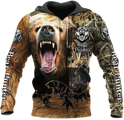 Sweatshirt com Capuz Unissexo de Outono com Estampado 3D Integral de Leão, Lobo e Pele de Tigre Branco para Homem, Pullover Casual Estilo Casaco