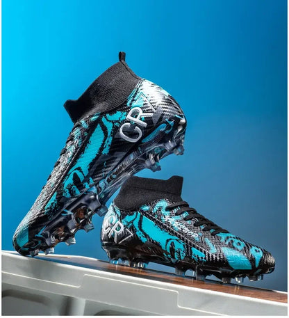 Unisex Teen Low Top Football Shoes Lightweight Elastic Sole Anti Slip Short Spikes Lawn Field Match Training Sneakers