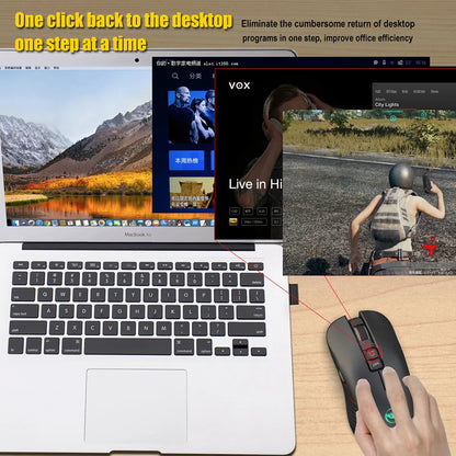 2.4G USB-C belaidė pelė, įkraunama žaidimų pelė, 3600DPI, 7 mygtukai, Type-C, tyli pelė Macbook, nešiojamajam kompiuteriui, PC, žaidimams ir kompiuteriui