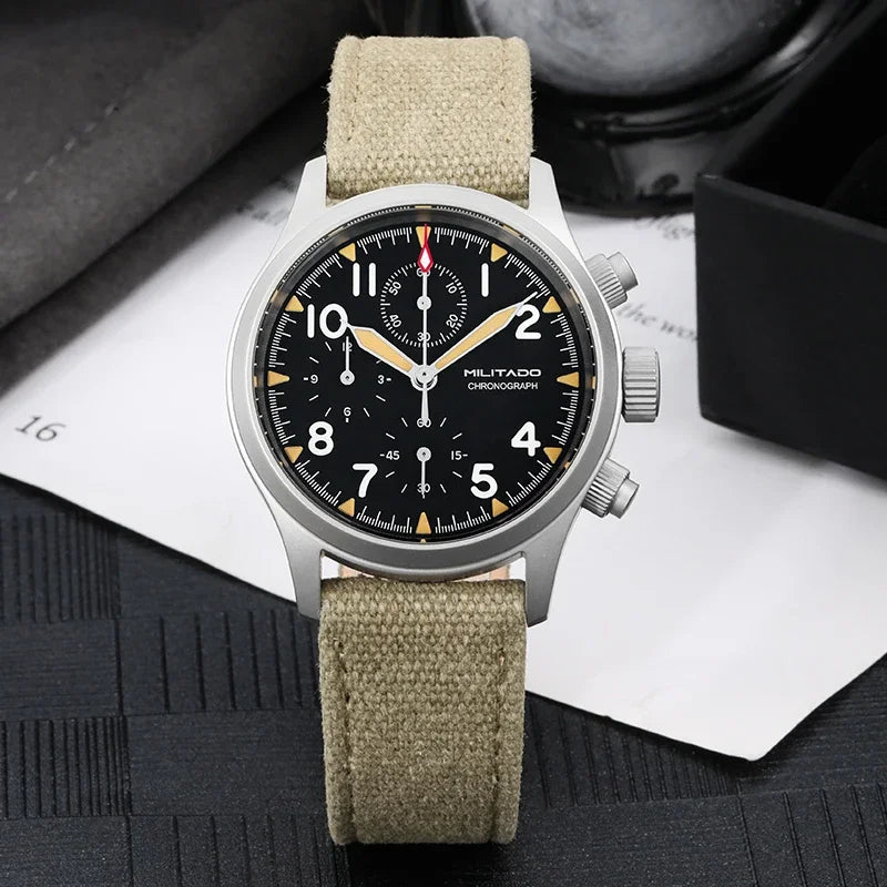 Militado VK61 VK67 Quarz-Chronographenuhr 39mm 316L-Edelstahlgehäuse 3 Zifferblätter wasserdicht 100M Multifunktions-Militäruhr