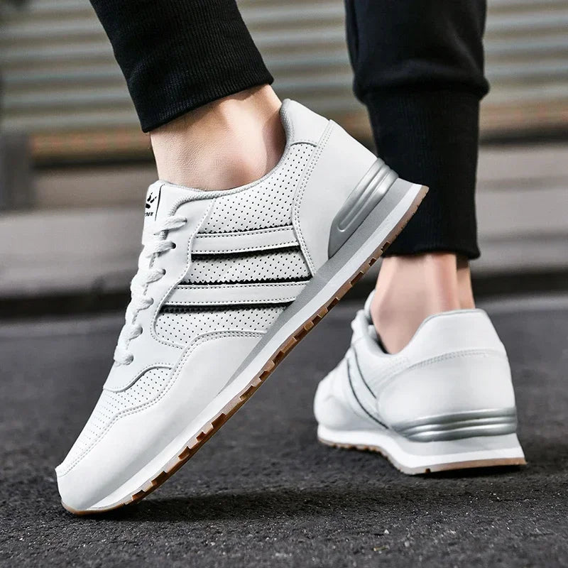 Autumn Sports Shoes Men's Flat Running White Durable Classic Casual Shoes Low Cut Trendy  Fashionable Hiking and Walking Shoes