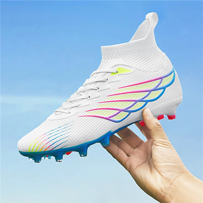Botas de futebol Superfly FG para exterior, sapatilhas de futebol pretas com pitons, calçado desportivo profissional macio, respirável e confortável, tamanhos grandes