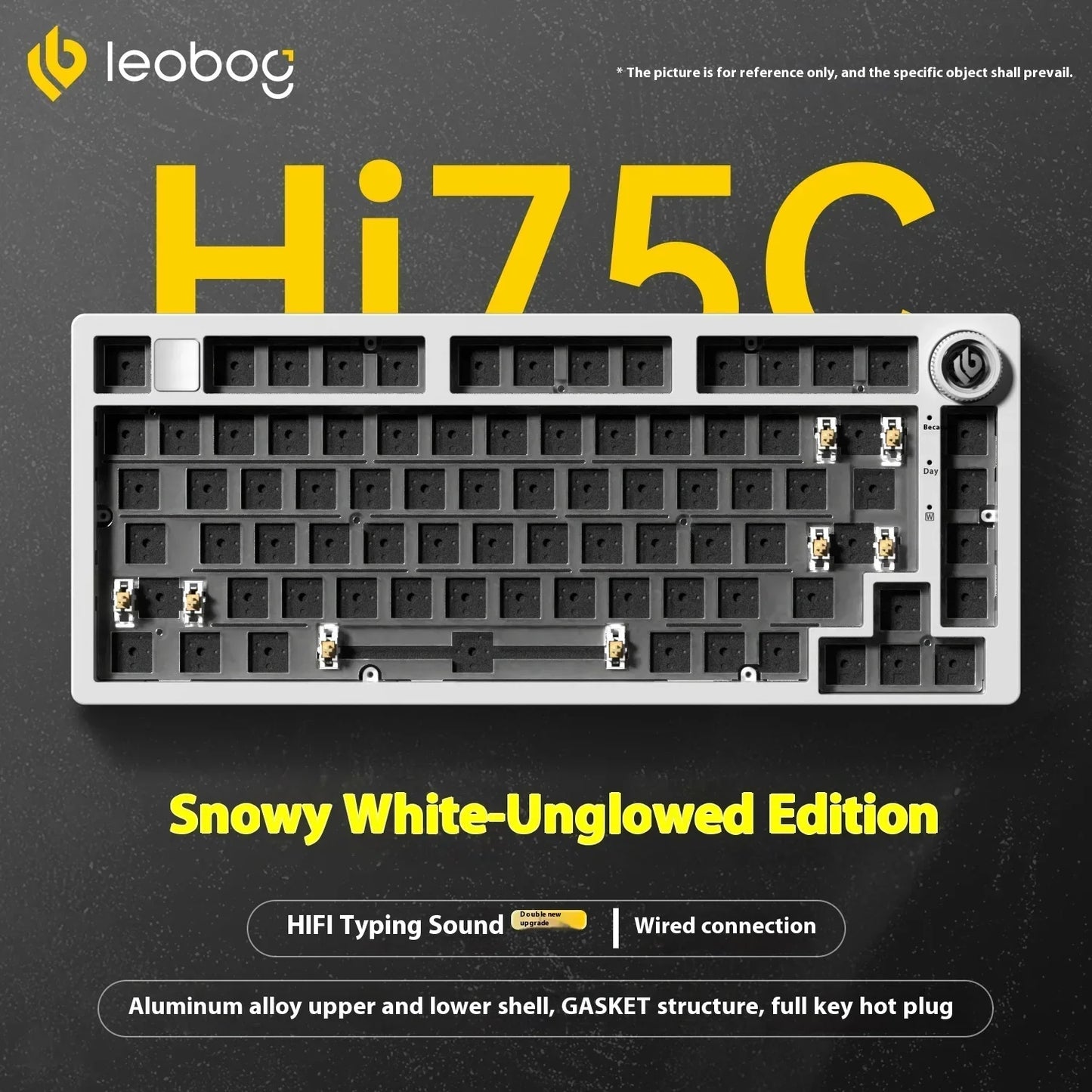 Kit de Teclado Mecânico LEOBOG Hi75C 3 Modos/Com Fio Hot-Swap com Botão Rotativo RGB, Liga de Alumínio, Montagem Gasket, Kit de Teclado Hi75C Personalizado para PC, Presente