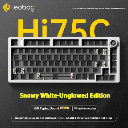 Kit de Teclado Mecânico LEOBOG Hi75C 3 Modos/Com Fio Hot-Swap com Botão Rotativo RGB, Liga de Alumínio, Montagem Gasket, Kit de Teclado Hi75C Personalizado para PC, Presente