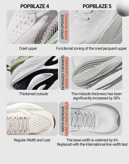 361 Degrees PopBlaze 5 Herren-Laufschuhe, neue Dämpfung, dicke Sohle, atmungsaktiv, rutschfest, Outdoor-Jogging-Sneaker für Herren 672532212