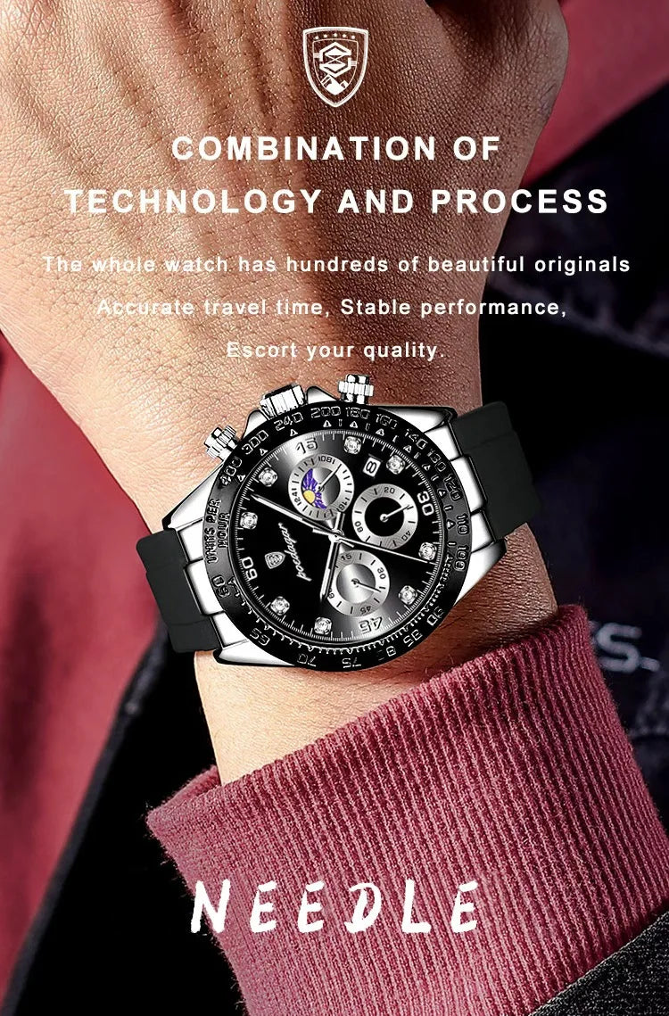 POEDAGAR Fashion High Quality Luxury Men Wristwatch Waterproof Luminous Chronograph Date Quartz Men's Watch Outdoor Man Watches
