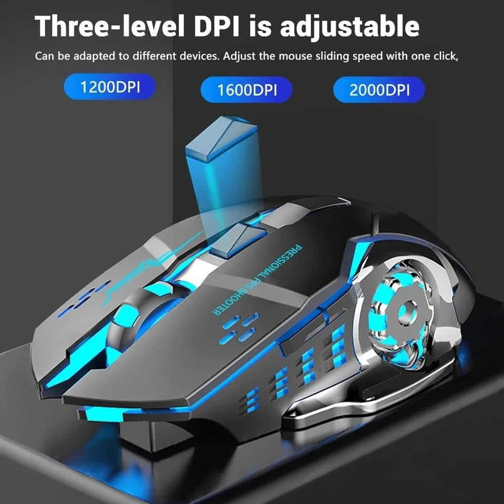 EMTRA Bluetooth Wireless Mouse 2.4G USB Mechanische Maus mit Hintergrundbeleuchtung, leise, wiederaufladbare Gaming-Maus, Laptop- und Computerzubehör