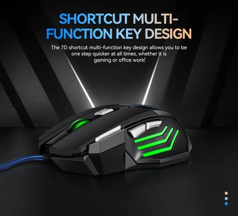 1 db új Hyperspeed USB gamer egér RGB háttérvilágítással, ergonomikus gamer egér, 7D e-sport vezetékes egér laptophoz és gamer PC-hez
