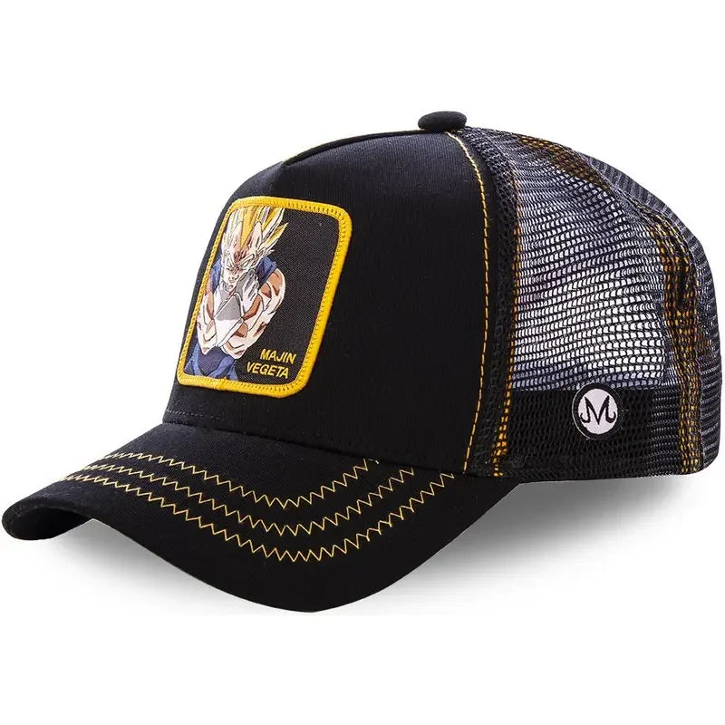Casquette Dragon Ball Son Goku pour l'été : casquette de voyage à visière, pour homme, brodée, style hip-hop, visière pare-soleil, casquette trucker ajustable en maille