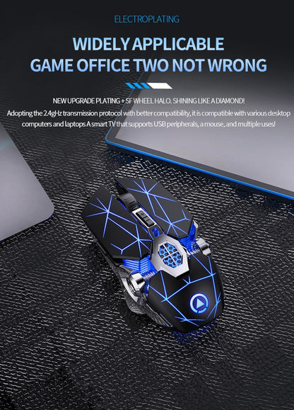Rechargeable 2.4G Wireless Mouse 1600 DPI Silent Optical Mouse for Laptop, PC, MacBook, USB Wireless Computer Mouse with 6 Buttons
