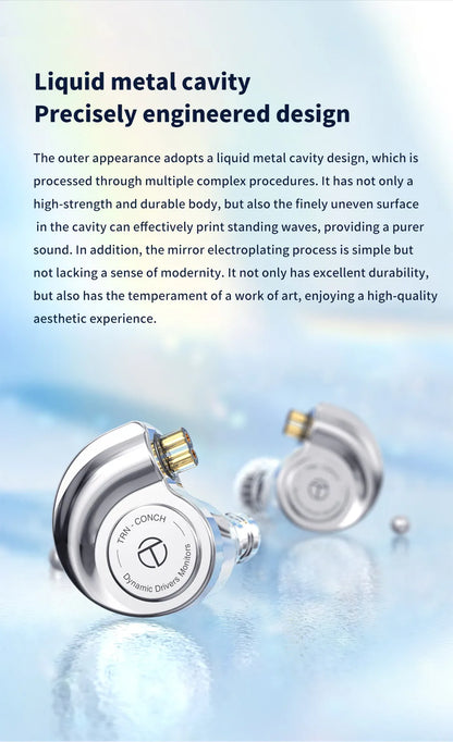 Monitores In-Ear TRN Conch Lucky Bag – Auriculares HiFi com Fio, Dinâmicos de Diamante DLC, com Filtros de Bocal de Afinação para Xiaomi