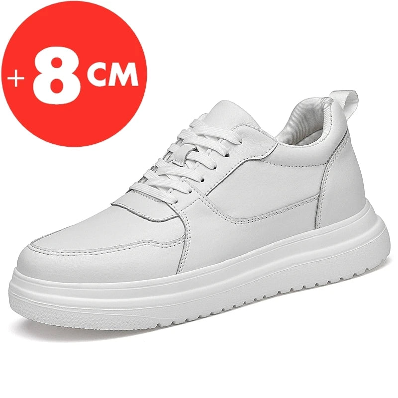 Adidași pentru bărbați cu talpă înălțătoare, pantofi cu talpă înălțătoare, talpă interioară pentru creșterea înălțimii cu 7-8 cm, pantofi cu toc înalt, pantofi sport din piele naturală