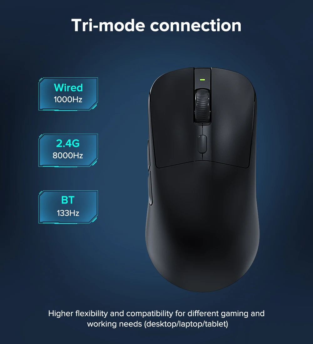 KYSONA M617 Wireless Mouse Ergonomics Tri-mode  Rechargeable 2.4G 59g Lightweight E-sports PAW 3395 DPI 26K Gaming Mouse For PC