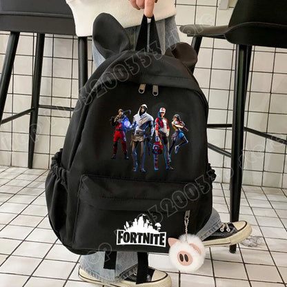 Neuer Fortnite-Cartoon-Rucksack für Jungen und Mädchen, lässige Schultasche mit großem Fassungsvermögen, Studententasche mit Hasenohren, Reiserucksack, Schreibwaren-Geschenk