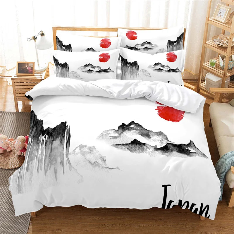 Bamboo Painting Duvet Cover Set Chinese Style Bedding Set Youth Linen Queen Size Bed Comforter Cover Set Fashion Bedding Set