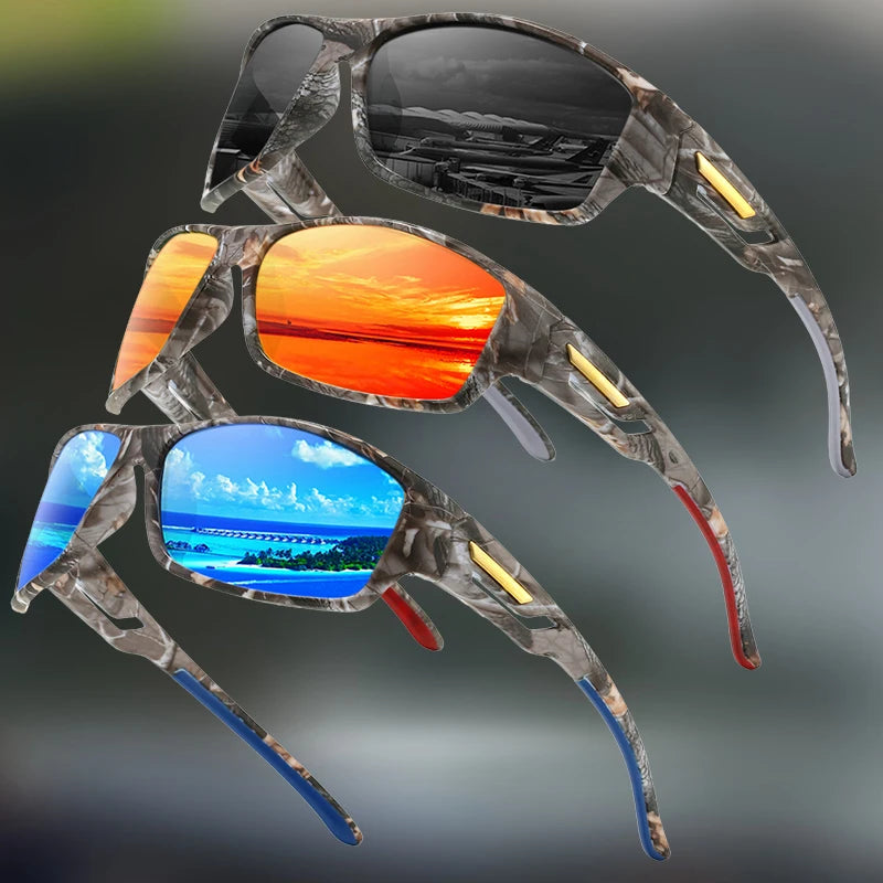 1/3 Sports Polarized Sunglasses Camouflage Wraparound Frame Multicolor Lenses for Driving Fishing UV Protection Unisex Eyewear