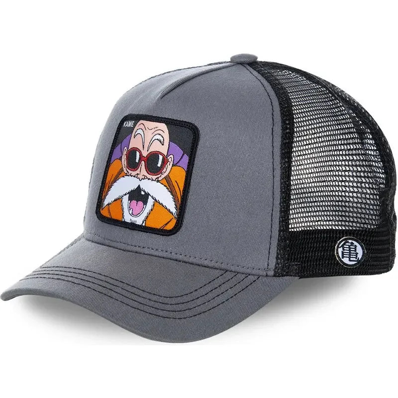 Casquette Dragon Ball Son Goku pour l'été : casquette de voyage à visière, pour homme, brodée, style hip-hop, visière pare-soleil, casquette trucker ajustable en maille