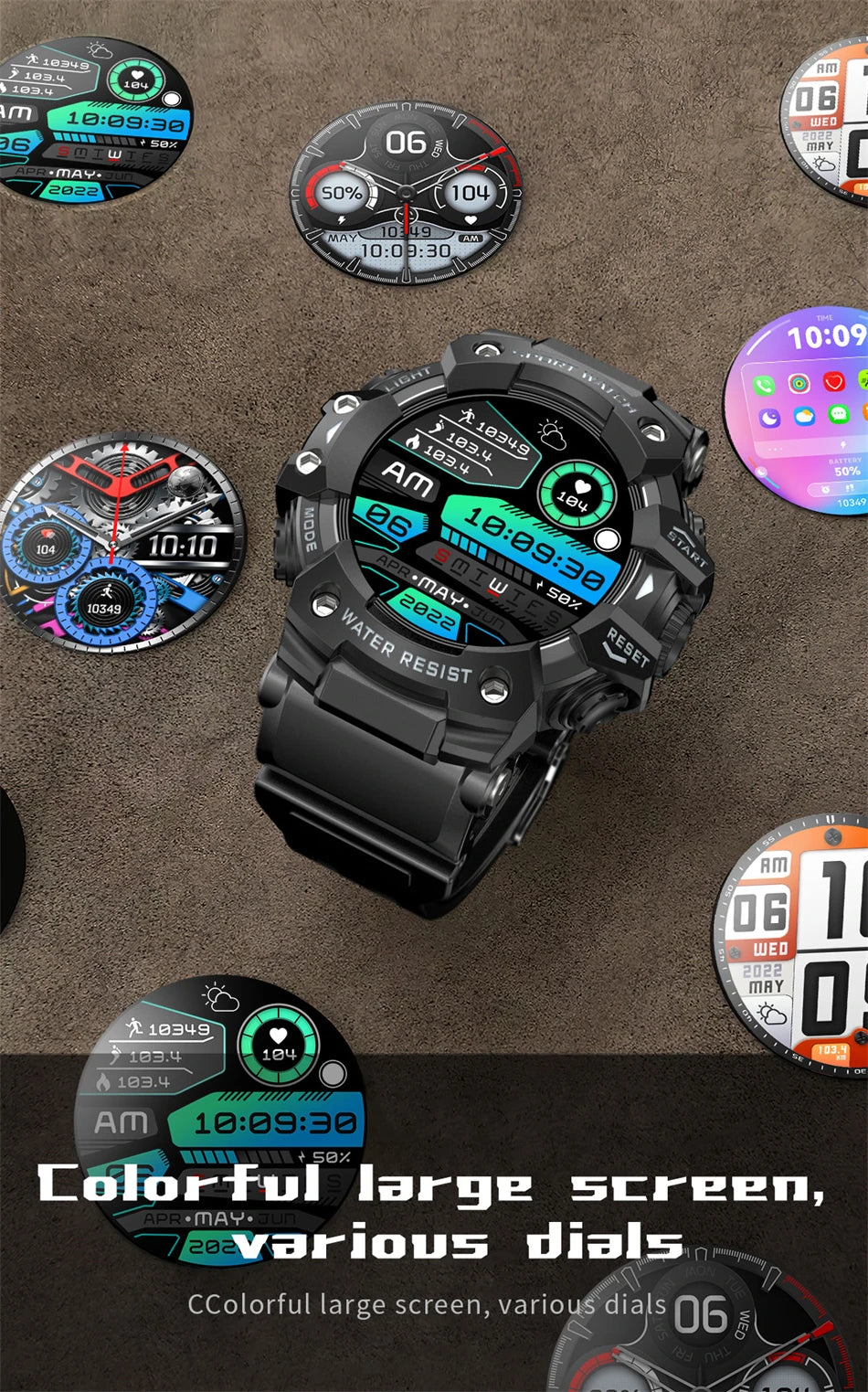 New Military Sports Smart Watch Men 100+ Sports Outdoor Fitness Compass Heart rate BT Call Waterproof Smartwatch For iOS Android