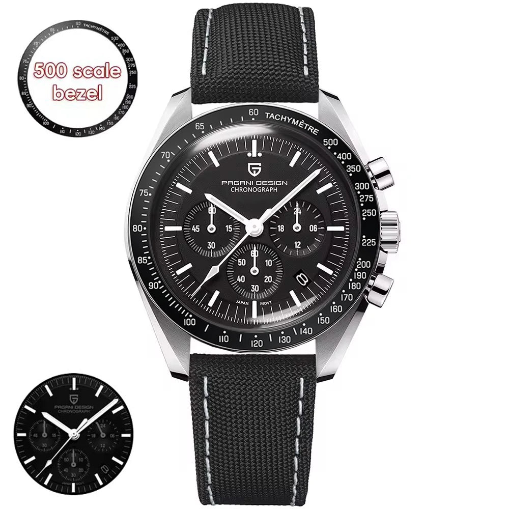 PAGANI DESIGN Moon Men's Watches Gold Luxury Quartz Watch Men Speed Sports Chronograph AR Sapphire Waterproof Luminous Man Gift