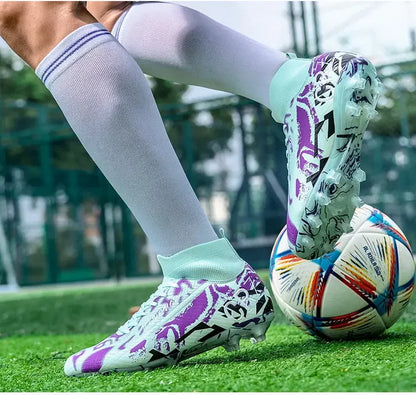 Unisex Teen Low Top Football Shoes Lightweight Elastic Sole Anti Slip Short Spikes Lawn Field Match Training Sneakers