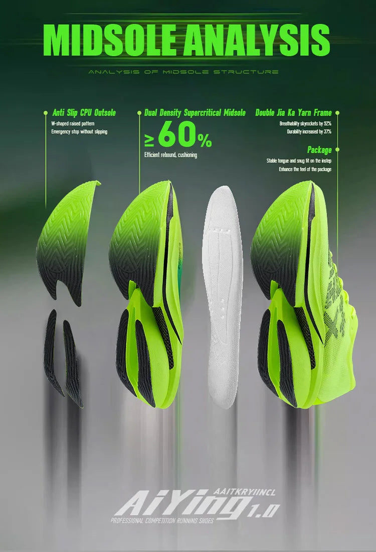IRUNSVAN Chaussures de sport à semelle en carbone Chaussures de course à pied professionnelles pour marathon Chaussures de jogging respirantes et amortissantes unisexe 095