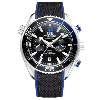 PAULAREIS P Relógio mecânico automático de luxo para homem com corda automática, bracelete em borracha, impermeável, luminoso, com data, relógio de moda masculino