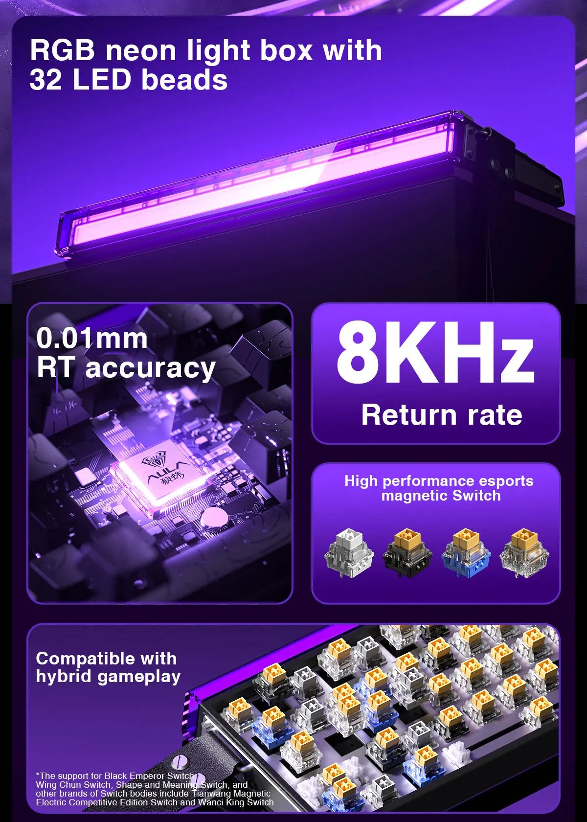 AULA HERO68 HE Magnetic Switch Keyboard Rapid Trigger 8K Polling Rate Esports Gaming Keyboard RGB Wired Mechanical Keyboard