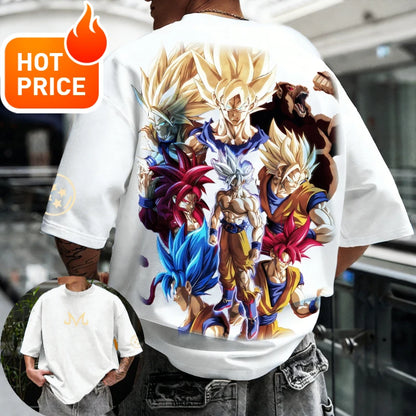 2026 Summer Dragon Ball  T-shirt 100% Cotton Goku All Forms Print Oversized Gym Streetwear Unisex Retro Tee for Adults Kids