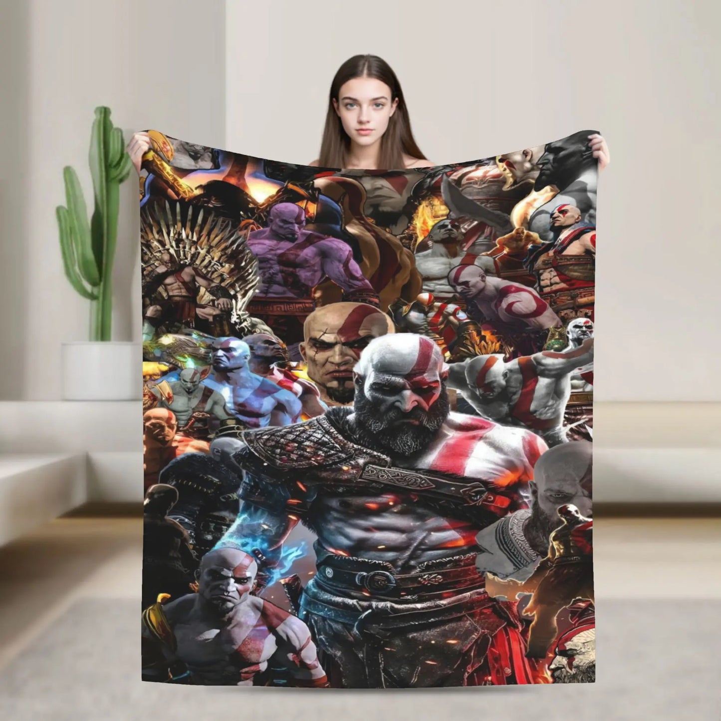 God of War Game Gamers Kratos Blanket Quality Super Soft  Throw Blanket Spring Decorative Couch Chair Sofa Bed Pattern Bedspread