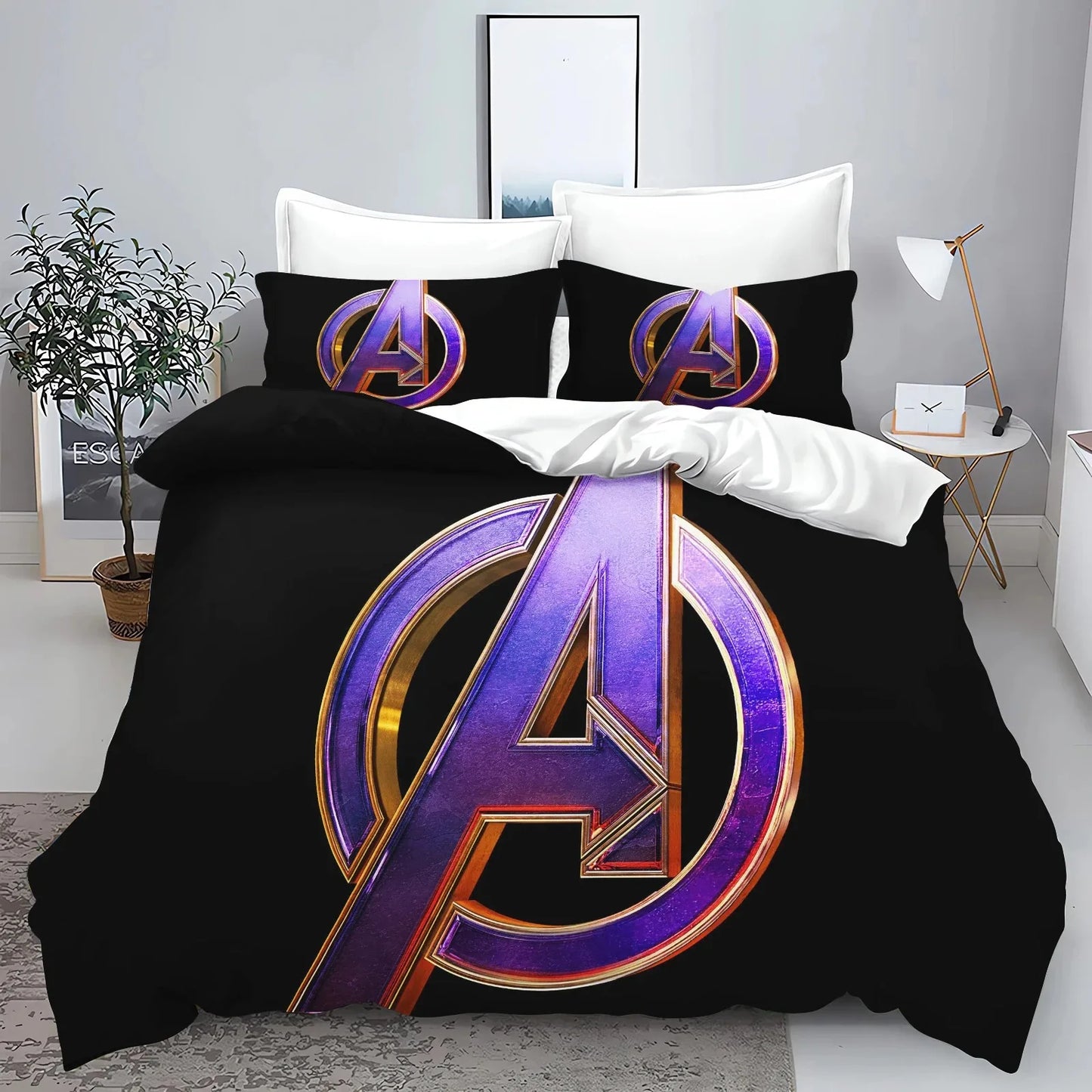 „The Avengers“ herojų antklodės užvalkalo ir pagalvės užvalkalo patalynės komplektas suaugusiesiems, berniukams ir mergaitėms, vaikų miegamojo dekoracija, viengulio, dvigulio ir didelio dydžio