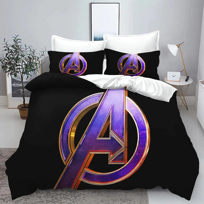 „The Avengers“ herojų antklodės užvalkalo ir pagalvės užvalkalo patalynės komplektas suaugusiesiems, berniukams ir mergaitėms, vaikų miegamojo dekoracija, viengulio, dvigulio ir didelio dydžio