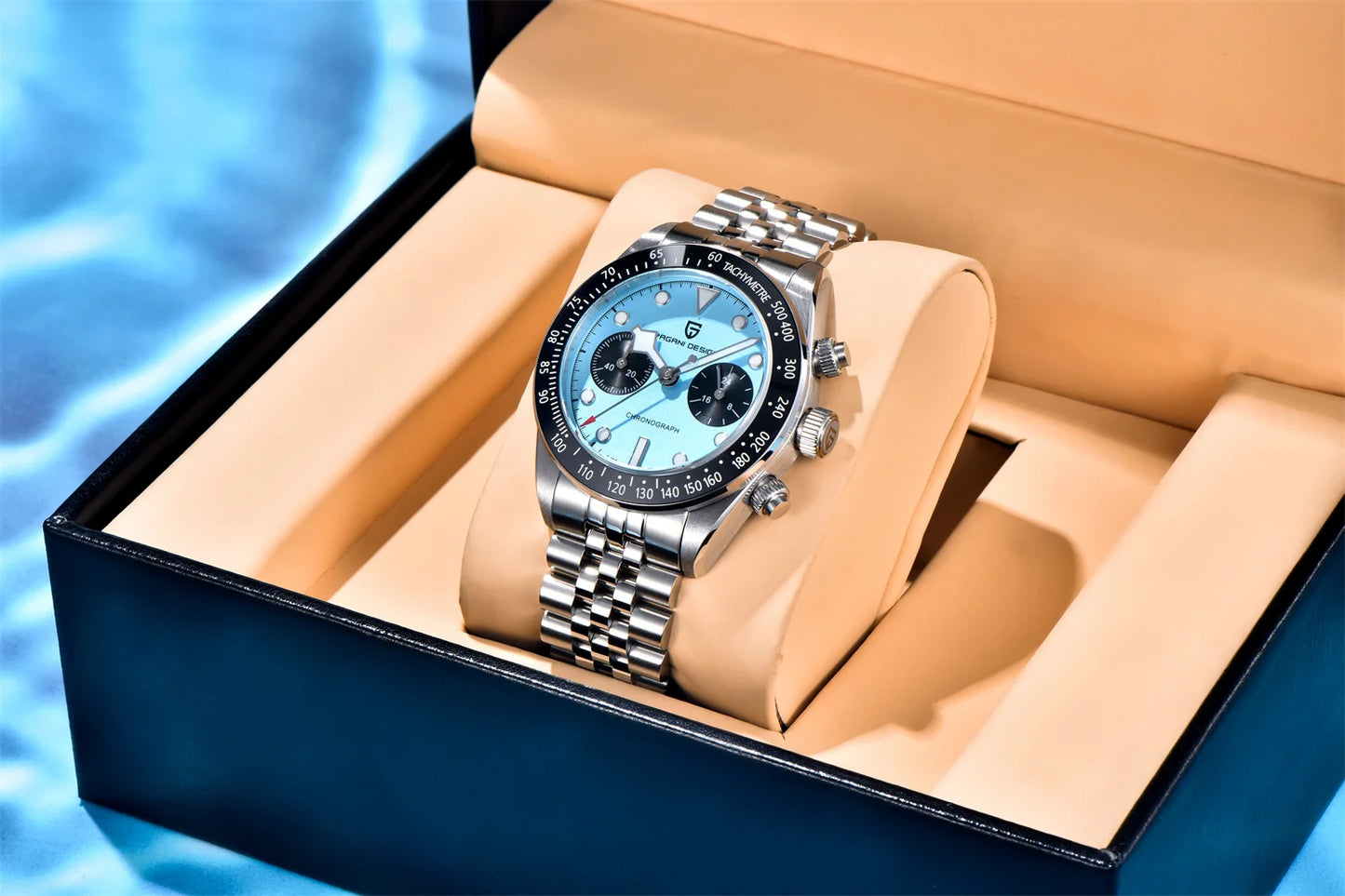 PAGANI DESIGN Men Watches 2026 New Pink BB Panda Dial Chronograph Fashion Luxury Quartz Watch For Men VK64 Movt Waterproof Watch