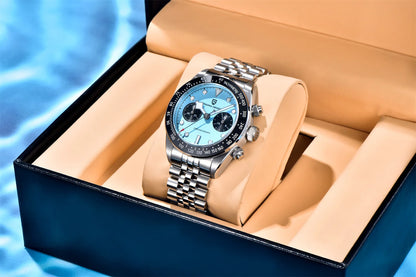 PAGANI DESIGN Men Watches 2026 New Pink BB Panda Dial Chronograph Fashion Luxury Quartz Watch For Men VK64 Movt Waterproof Watch