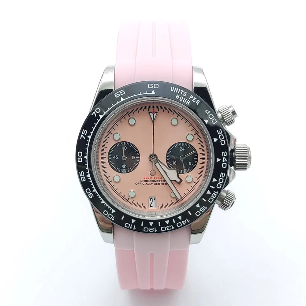 New Chronograph VK64 Quartz Watch 39.5mm 316L Stainless Steel 50M Waterproof Luminous Men Sports Business Watches