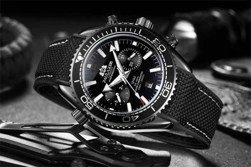 PAULAREIS P Relógio mecânico automático de luxo para homem com corda automática, bracelete em borracha, impermeável, luminoso, com data, relógio de moda masculino
