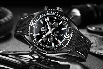 PAULAREIS P Relógio mecânico automático de luxo para homem com corda automática, bracelete em borracha, impermeável, luminoso, com data, relógio de moda masculino