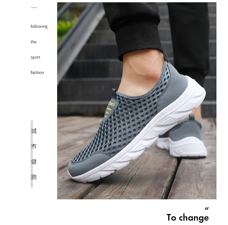 YRZL Lightweight Men's Casual Shoes, Breathable Slip-On Male Casual Sneakers, Anti-Slip Men's Flats, Outdoor Walking Shoes Size 39-46