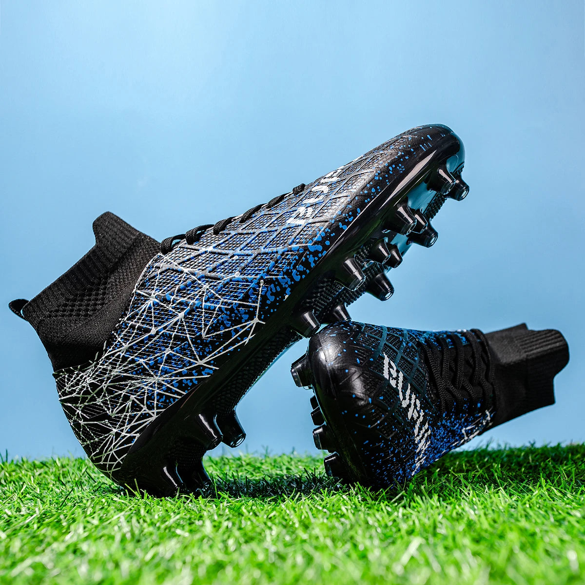AG/FG Athletic Soccer Cleats PU Fabric Comfort Upper TPU Anti-Slip Long Studs Sole Reliable Quality Adult Kids Training Shoes