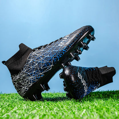 AG/FG Athletic Soccer Cleats PU Fabric Comfort Upper TPU Anti-Slip Long Studs Sole Reliable Quality Adult Kids Training Shoes