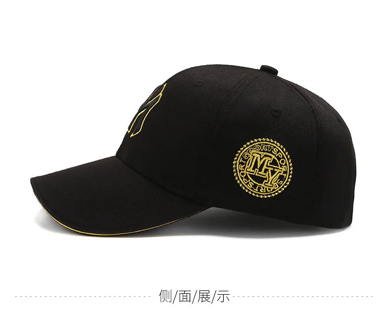 Four Seasons HatsMen Trendy Black Retro brooklyn Letter Embroidery Baseball Cotton Adjustable Casual Hat Hip Hop Sun Hats