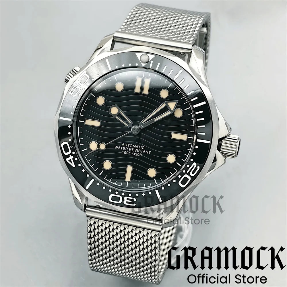 Gramock New 007 NTTD Wristwatch 41mm Men Mechanical Watch Automatic Watch Domed Sapphire Glass Luminous Diving Steel NH35/PT5000
